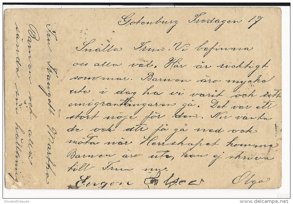 SUEDE - 1891 - CARTE ENTIER De GÖTEBORG Pour PARIS REEXPEDIEE à HAMBURG - Postwaardestukken