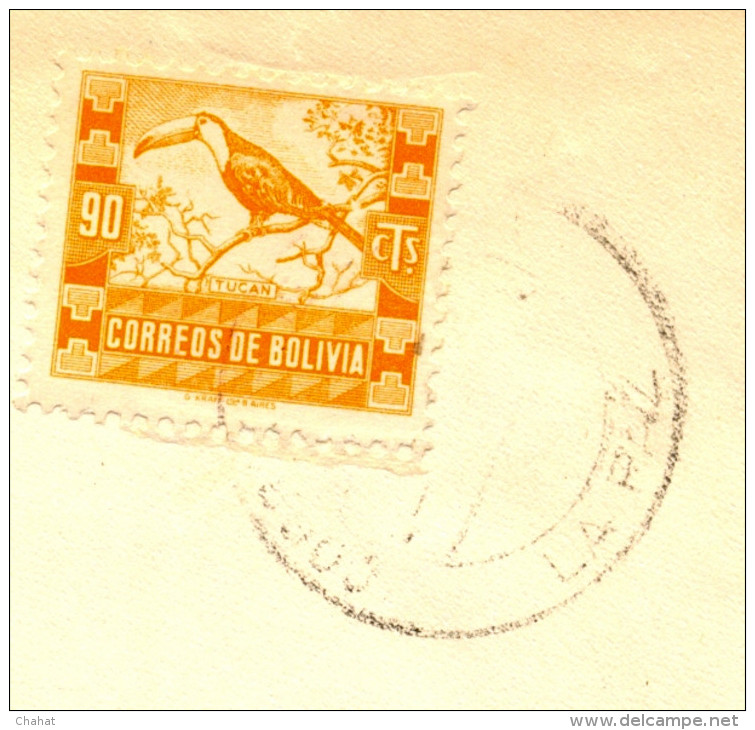 BIRDS-TOCO TOUCAN-PROOF IMPERF BLOCK OF 4 (MNH) + CENSORED COVER TIED WITH THE STAMP-BOLIVIA-1939-RARE-D1-10 - Spechten En Klimvogels
