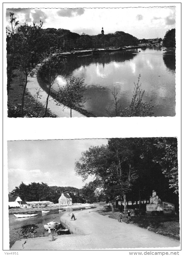 PONT L ABBE LOT DE 3 CARTES LE MONUMENT ET LA RIVIERE + LA ROSACE L EGLISE DES CARMES - Pont L'Abbe