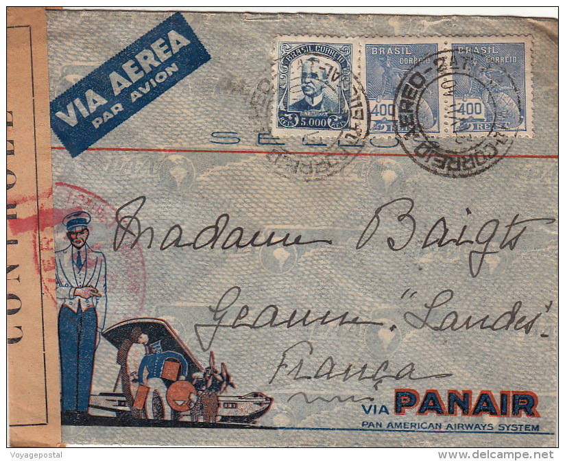 Lettre Brasil Censure Cachet Rouge De Contrôle 1940 - Cartas & Documentos