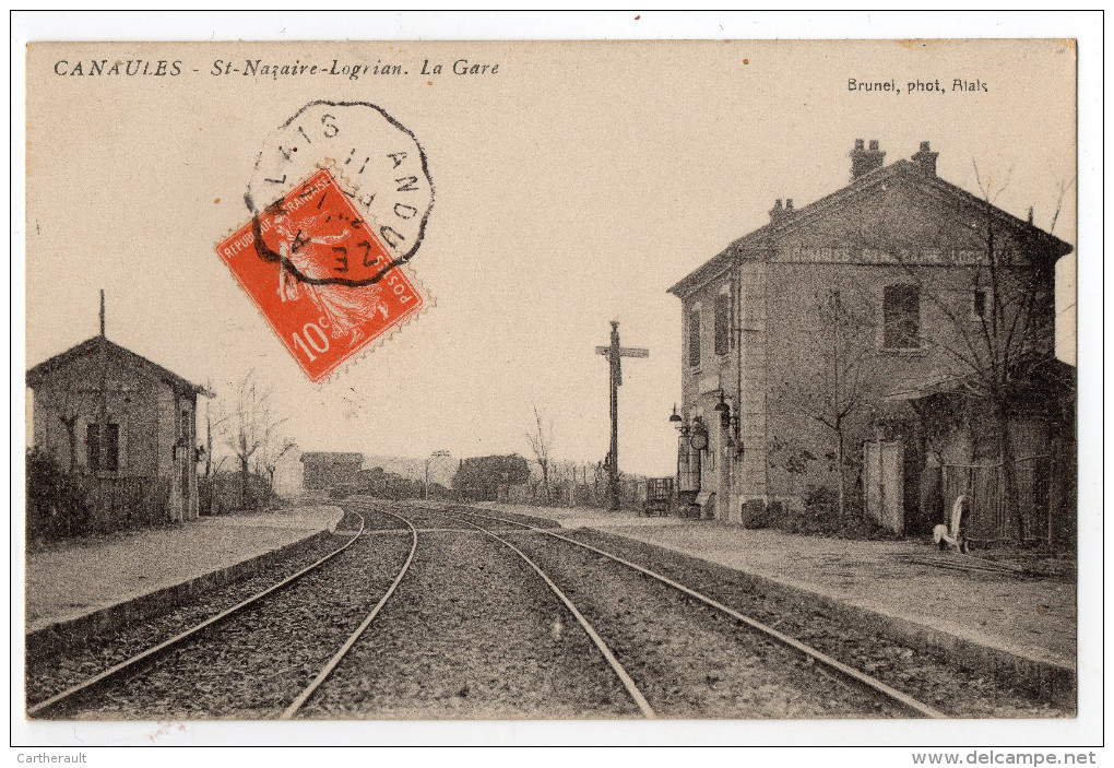 " CANAULES - St Nazaire-Logrian - La GARE "  - TRES RARE ! - Quissac