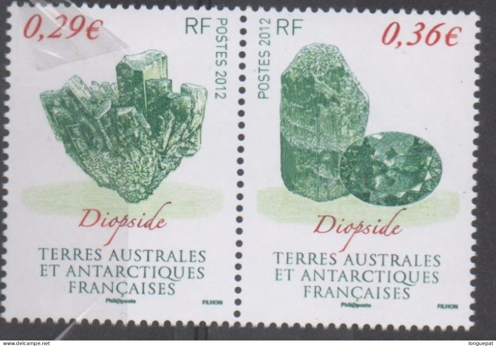 T.A.A.F - Minéraux - Diopside  à L´état Brute, Diopsides Taillés - - Unused Stamps