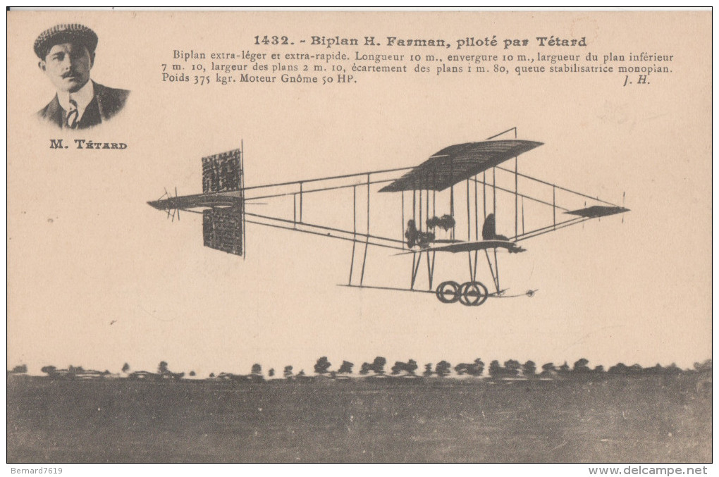 Aviation  Biplan Farman Par  Tetard - Sonstige & Ohne Zuordnung