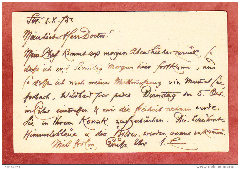 P 5 II, Strassburg Nach Calw, AK-Stempel 1875 (29482) - Autres & Non Classés