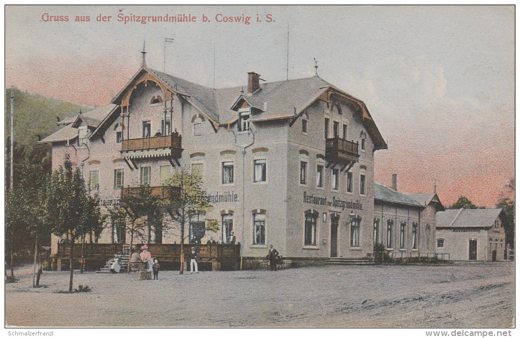 AK Gruss Spitzgrundmühle Gasthof Bei Coswig Radebeul Weinböhla Moritzburg Friedewald Auer Niederau Radeburg Dresden - Weinböhla