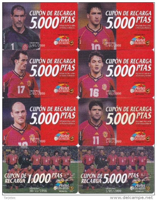 ACR-012 A 029 COLECCION COMPLETA DE 18 TARJETA DE AIRTEL DE JUGADORES DE LA SELECCION ESPAÑOLA DE FUTBOL (FOOTBALL) - Airtel