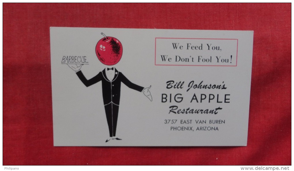 Bill Johnson's Big Apple Restaurant  Arizona> Phoenix  >  Ref  2176 - Phoenix