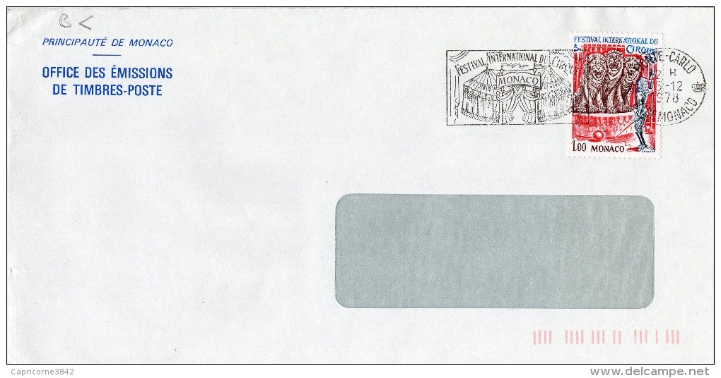 1978 - Monaco - Festival International Du Cirque - SECAP Et Timbre Concordant N°1168 - Maschinenstempel (EMA)