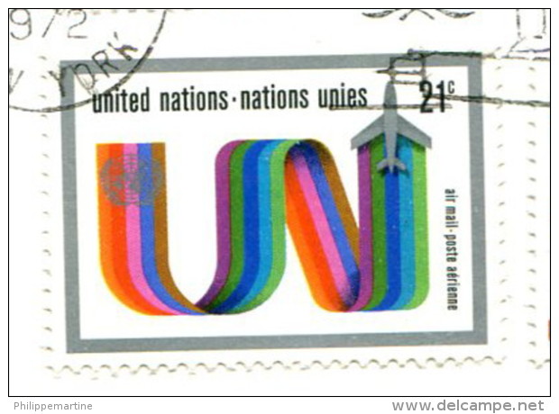 Nations Unies 1972 - Poste Aérienne YT 18 (o) Sur Fragment - Oblitérés