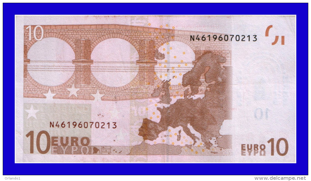 "N" AUSTRIA Firma TRICHET  F011 F4  CIRCULATE SEE SCAN!!!!!RARE,RARE!!! - 10 Euro