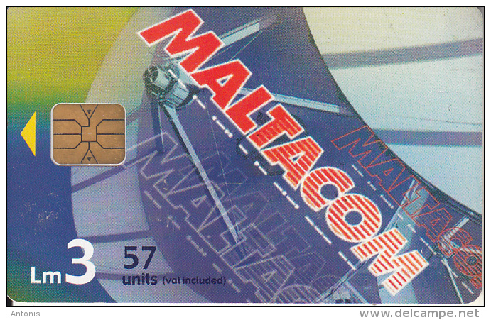 MALTA - Satellite Dish, Maltacom 2, Tirage 50000, 10/00, Used - Raumfahrt