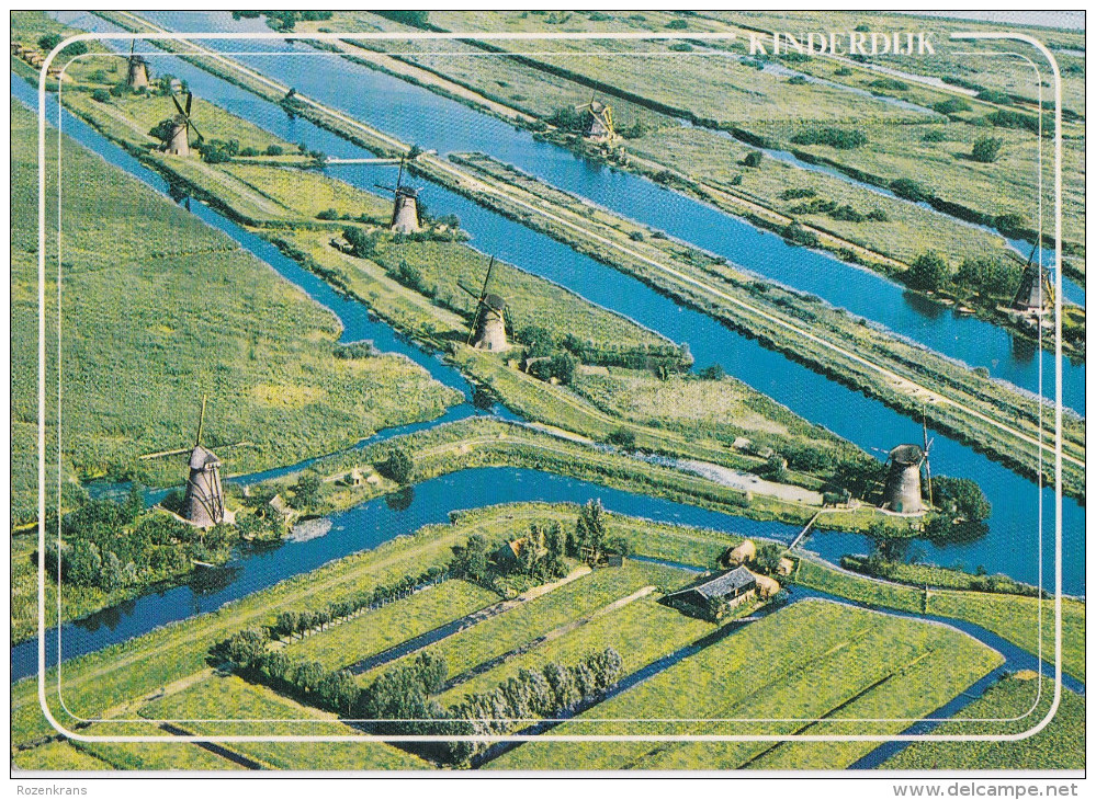 Grote Kaart Kinderdijk Zuid-Holland Nederland Panorama Windmolen Windmill Moulin à Vent Molens Panorama - Kinderdijk