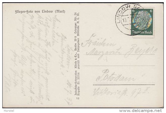 D-16835 Lindow - In Der Mark - Fliegerfoto Um 1937 - Stamp - Lindow