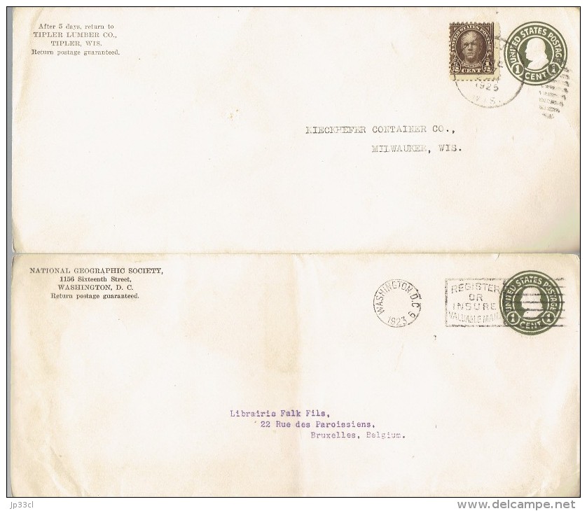 Lot De 4 Entiers (postal Stationery) With Additional Stamp From The USA 1923/25 - 1921-40