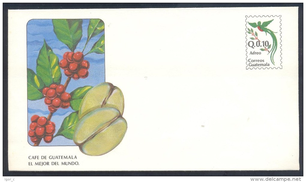 Guatemala Postal Stationery Cover: Flora Cafe De Guatemala El Mejor Del Mundo; Coffee Kaffee Caffè; Fauna Birds Vogel - Autres & Non Classés