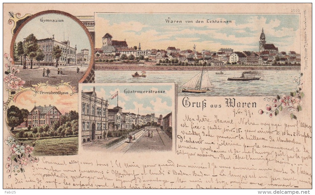 GRUSS AUS WAREN  Voyagee Timbree En 1899 - Waren (Mueritz)