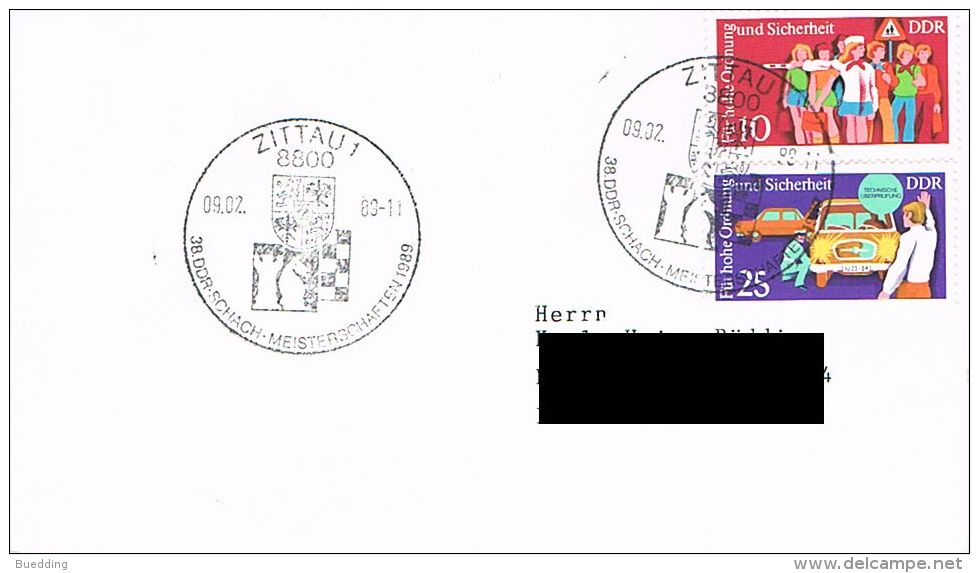 S28 - DDR - 8800 Zittau 1- Sonderstempel 38. DDR Schach Meisterschaften 1989 - Ajedrez