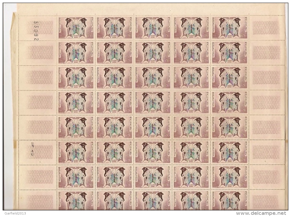 REP MALGACHE  PAPILLON  50 CENT  FEUILLE DE 50 TIMBRES - Madagascar (1960-...)