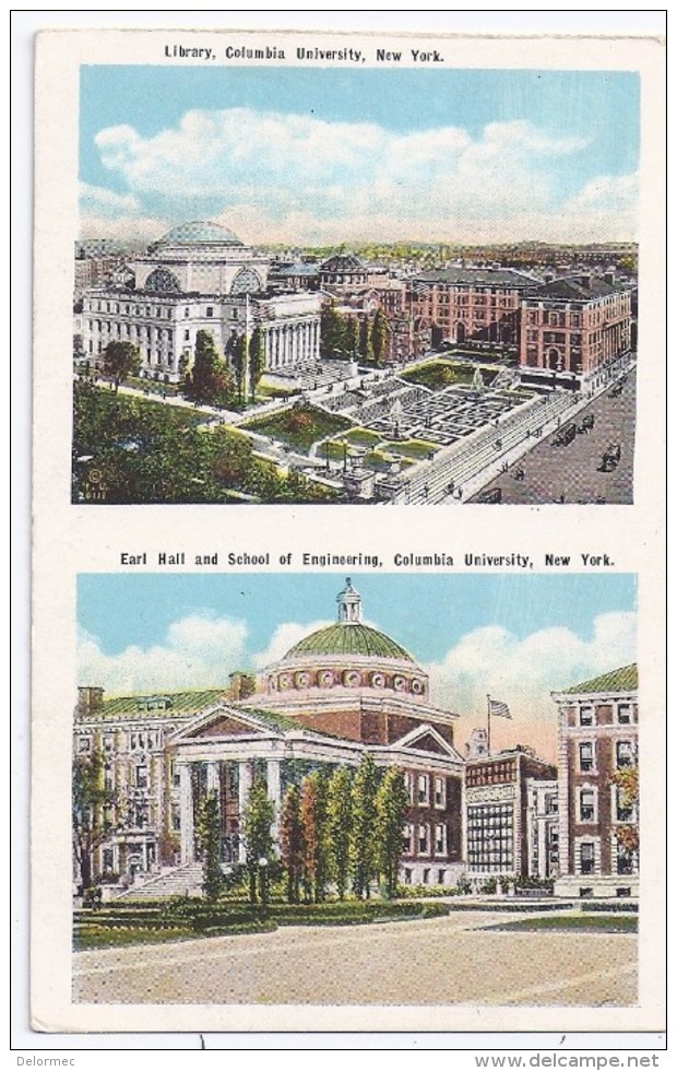 CPA Multivues Columbia University New York Library Earl Hall And School Of Engenering Edit Manhattan Post Card - Education, Schools And Universities