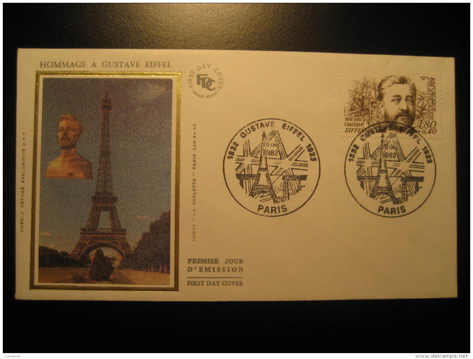 1982 PARIS La Tour Eiffel Tower Monument Architecture Gustave Fdc Cancel Cover FRANCE - Monuments