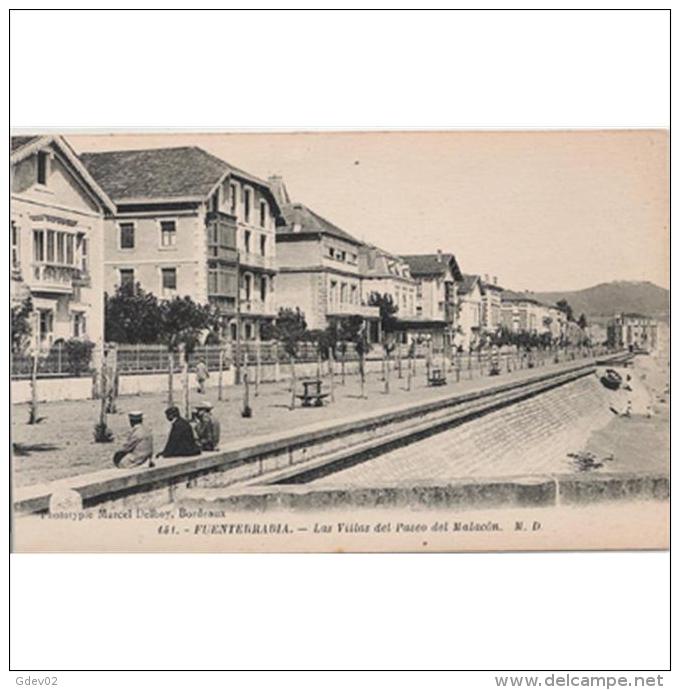 GPCATP6972-LFTD1740.Tarjeta Postal DE GUIPUZCOA.Casas,arboles Y Personas En El PASEO DEL MALECON En FUENTERRABIA - Guipúzcoa (San Sebastián)