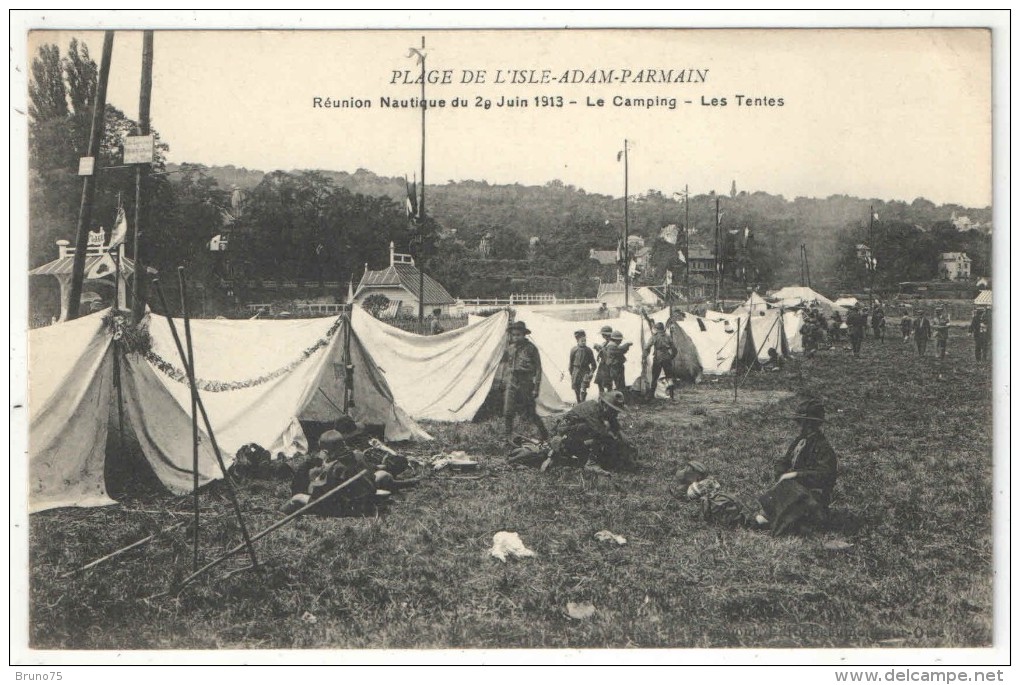 95 - PLAGE DE L´ISLE-ADAM PARMAIN - Réunion Nautique Du 29 Juin 1913 - Le Camping - Les Tentes - Scouts - Scoutisme - L'Isle Adam