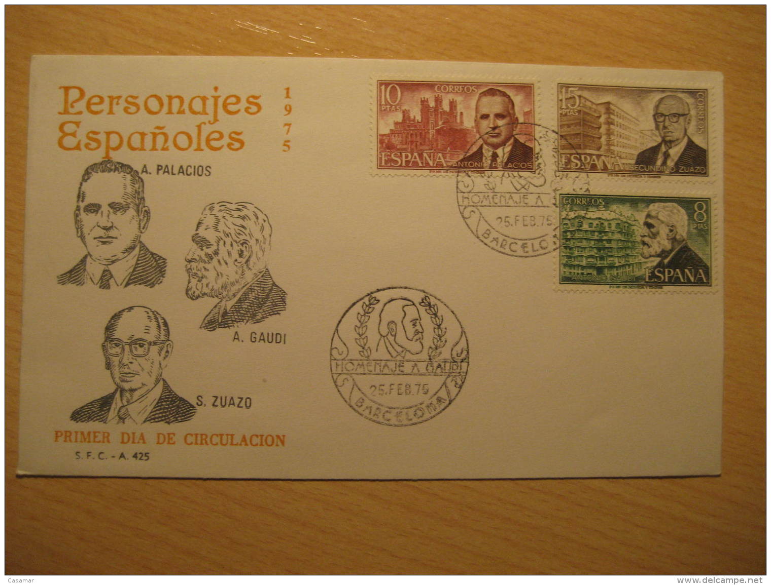 Barcelona 1975 GAUDI Barcelona Modernism Architecture Monument Cancel Cover SPAIN - Monumenten