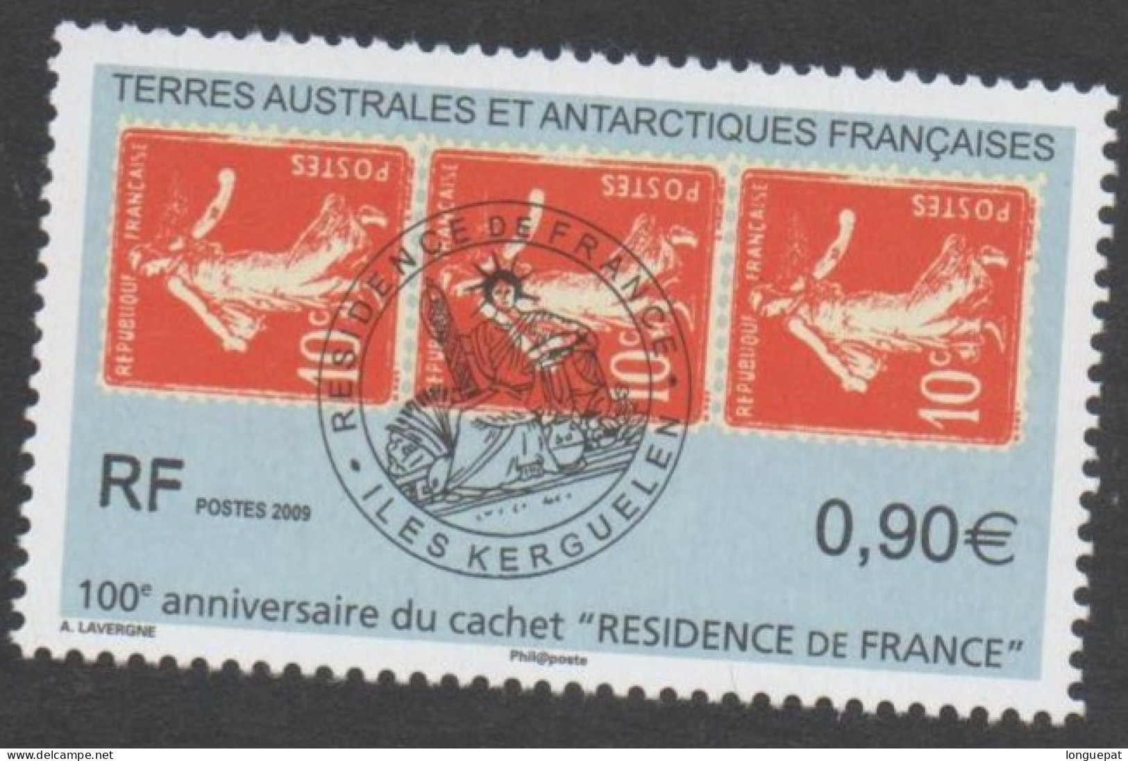 T.A.A.F - 100 Ans Du Cachet "Résidence De France" - Cachet Sur Timbre De France - Timbre Sur Timbre - - Unused Stamps