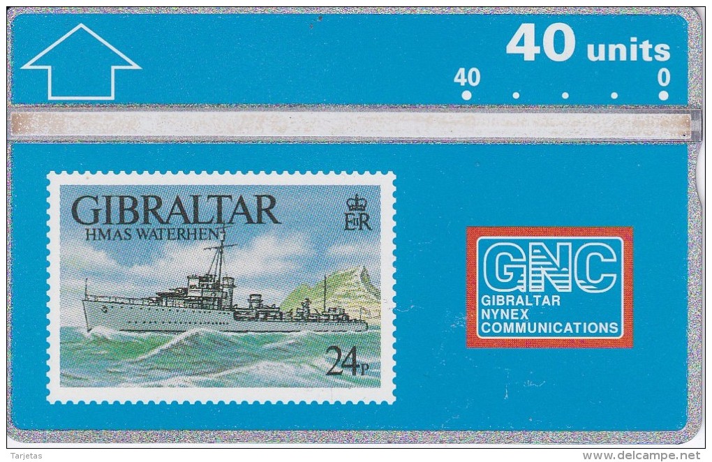 Nº 14 TARJETA DE GIBRALTAR DE UN SELLO CON UN BARCO (STAMP-SHIP) - Gibraltar