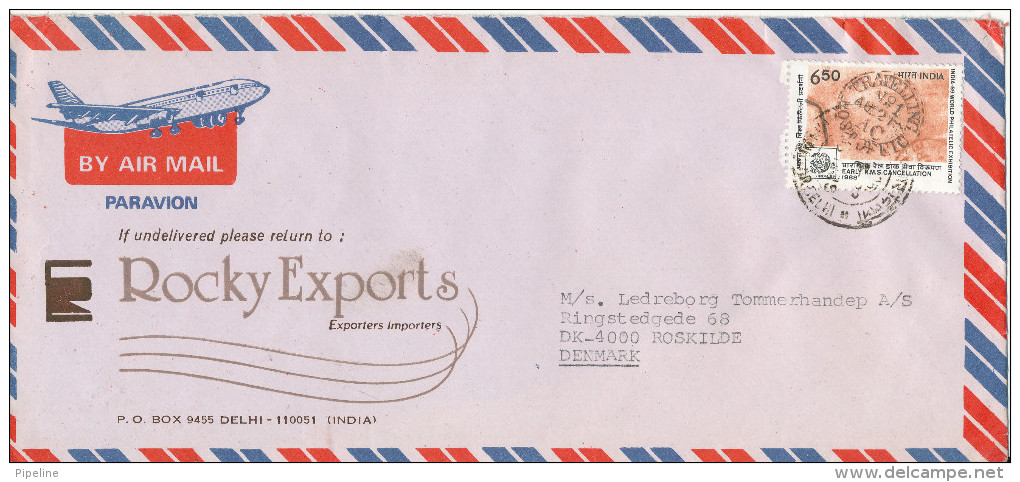 India Air Mail Cover Sent To Denmark 1989 Single Franked - Corréo Aéreo