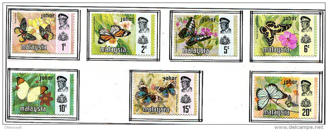 (cl.35 - P.18) Malaisie - Johore * N° 150 à 156 - Papillons Et Fleurs - - Butterflies