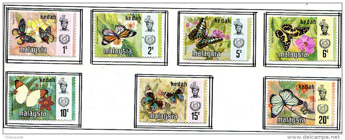(cl.35 - P.18) Malaisie - Kedah * N° 119 à 125 - Papillons Et Fleurs - - Papillons