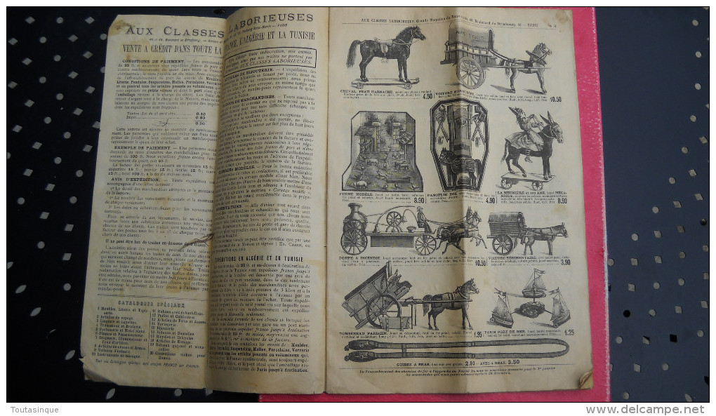 Paris . Catalogue " Aux Classes Laborieuses ". Jouets , Articles D´étrennes . De 1891 . 32 Pages . 12 Scans . - 1800 – 1899