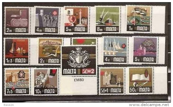 1973 Malta NUOVA ORDINARIA Serie Di 15v.(459/73) Con Bordo MNH** - Malta