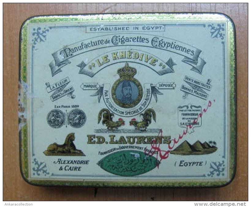 AC - LE KHEDIVE ED LAURENS MANUFACTURE DE CIGARETTES EGYPTIENNES 25CIGARETTES EMPTY TIN BOX - Boites à Tabac Vides