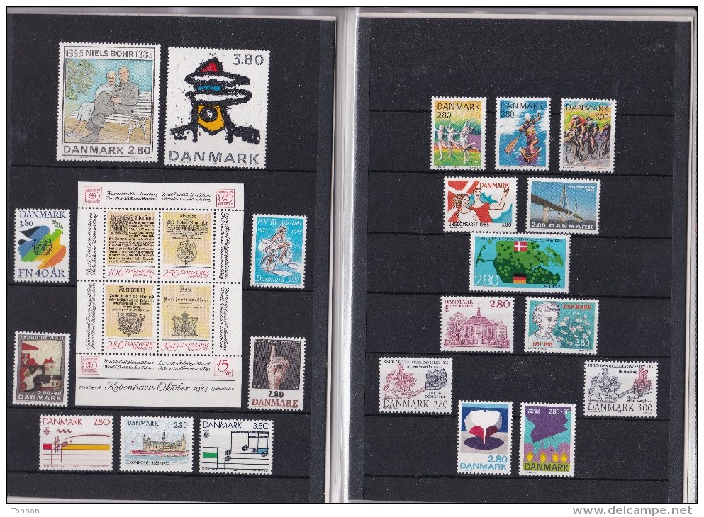 Denmark, 1985 Yearset, Only Spec Stamps, Mint In Folder, Contains Hafnia Minisheet, 2 Scans. - Full Years