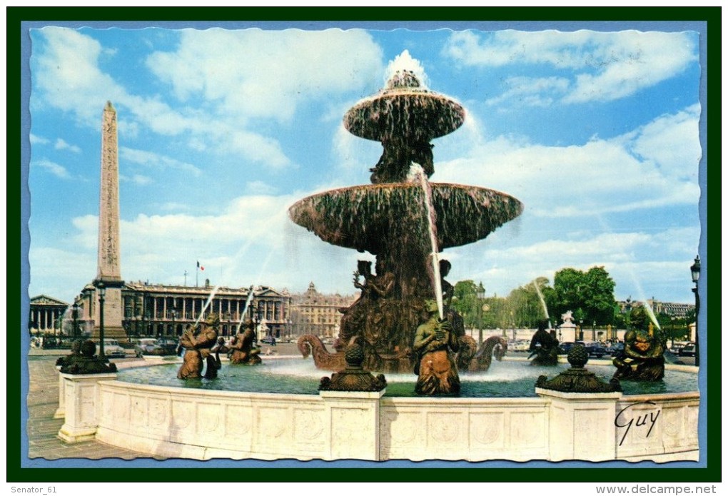 CPSM Paris Fontaine Place De La Concorde écrite - Autres Monuments, édifices