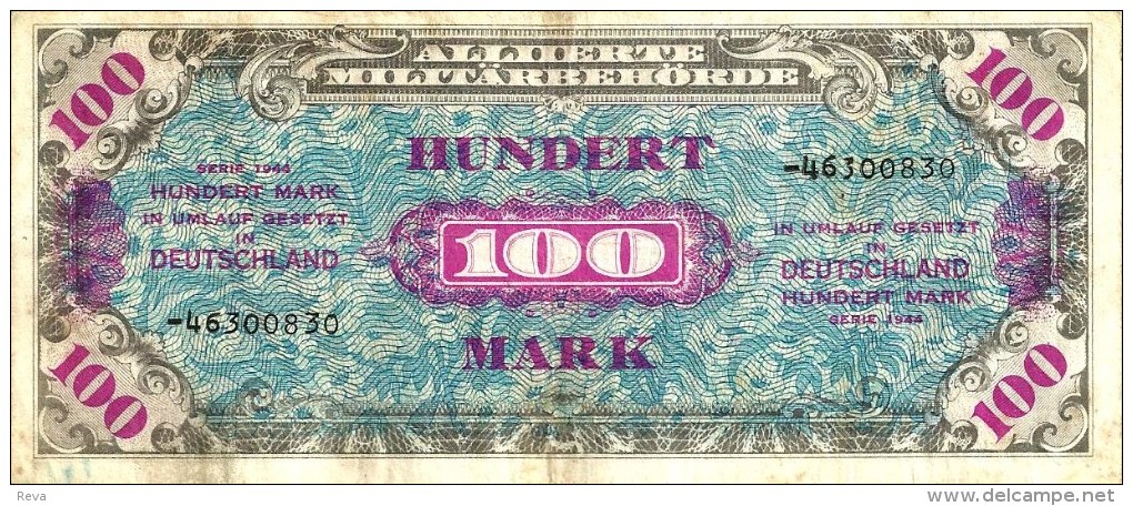 GERMANY WEST 100 MARK BLUE MOTIF FRONT & BACK  DATED SERIES 1944 VF P? READ DESCRIPTION !! - 100 Mark