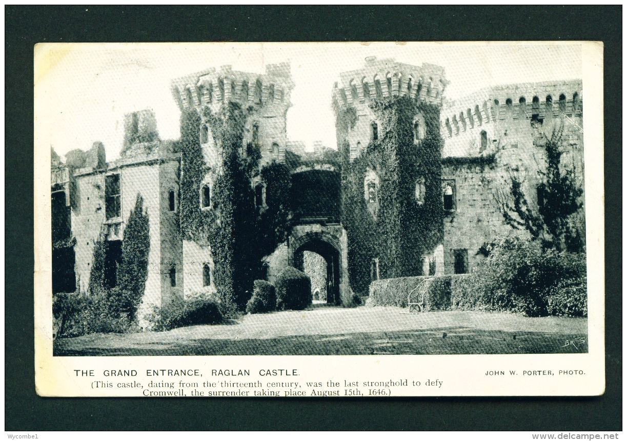 WALES  -  Raglan Castle  The Grand Entrance  Used Vintage Postcard As Scans - Monmouthshire