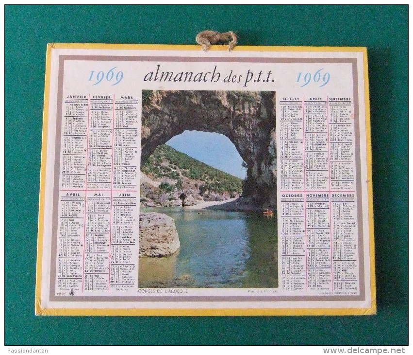 Almanach Des P.T.T. 1969 - Département De La Seine Et Marne - Illustration Gorges De L'Ardèche - Grand Format : 1961-70