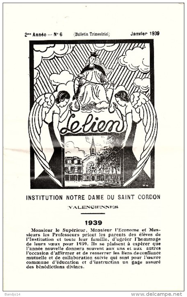 Valenciennes  1939 Journal " Le Lien" Bande Avec Cachet "JOURNAUX PP"  - 2 Scan - Autres & Non Classés