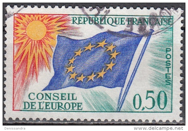 France 1971 Michel Service 15 O Cote (2008) 3.00 € Drapeau De L'Europe Cachet Rond - Used