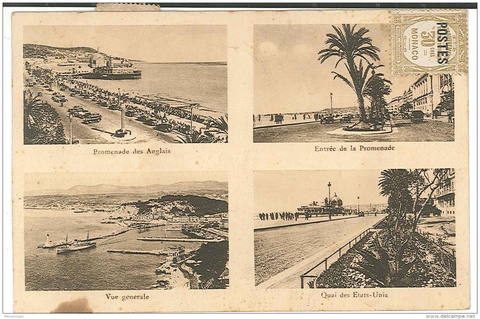 CPA 06 - Souvenir De Nice - Timbre Monaco Recouvrement - Storia Postale