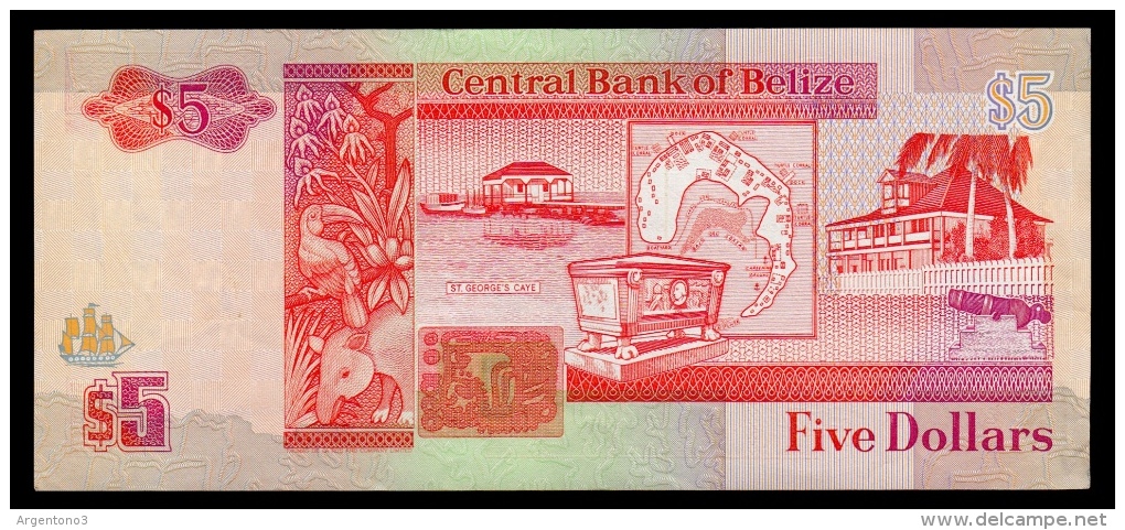 Belize 5 Dollars 1991 XF - Belize