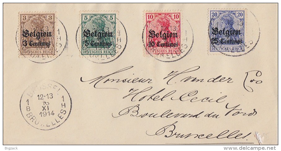 Dt Besetzung Belgien Brief Mif Minr.1,2,3,4 Brüssel - Besetzungen 1914-18