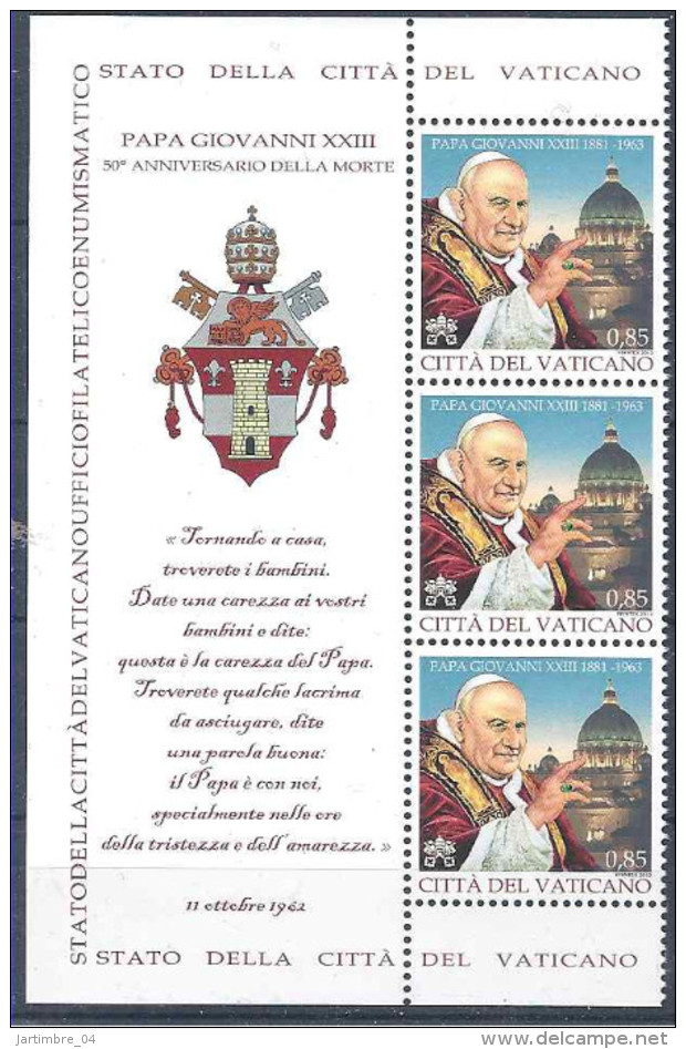 2013 VATICAN 1627** Pape Jean XXIII, X3 Avec Armoirie - Neufs