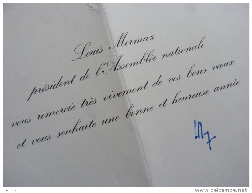 Louis MERMAZ (né 1931) PRESIDENT Assemblée NATIONALE. Député VIENNE. Autographe - Autres & Non Classés