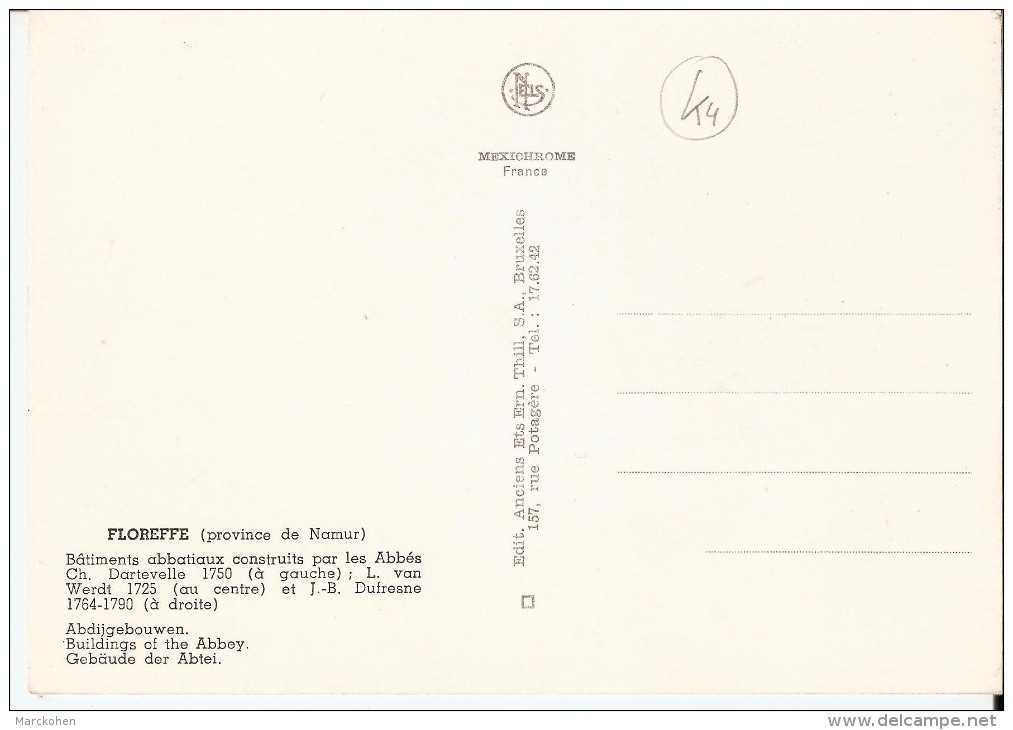 FLOREFFE (5150) : Bâtiments Abbatiaux Construits Par Les Abbés Dartevelle (1750), Van Werdt (1725) Et Dufresne (1764). - Floreffe