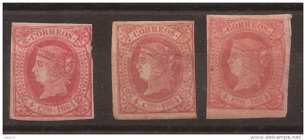 1864 ISABEL II Edifil 6 Nuevos 3 Sellos - Unused Stamps