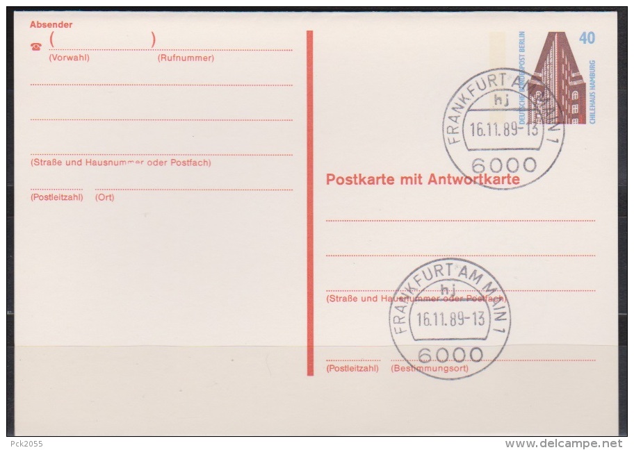Berlin Ganzsache Mi.Nr. P 132 Postkarte Mit Antwortkarte Stempel Frankfurt Main 16.11.89  Ungebraucht (d3664 ) - Postkaarten - Ongebruikt